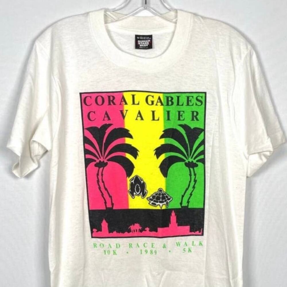 Vintage 1989 Screen Stars Coral Gables Cavalier Road Race Single Stitch T-Shirt